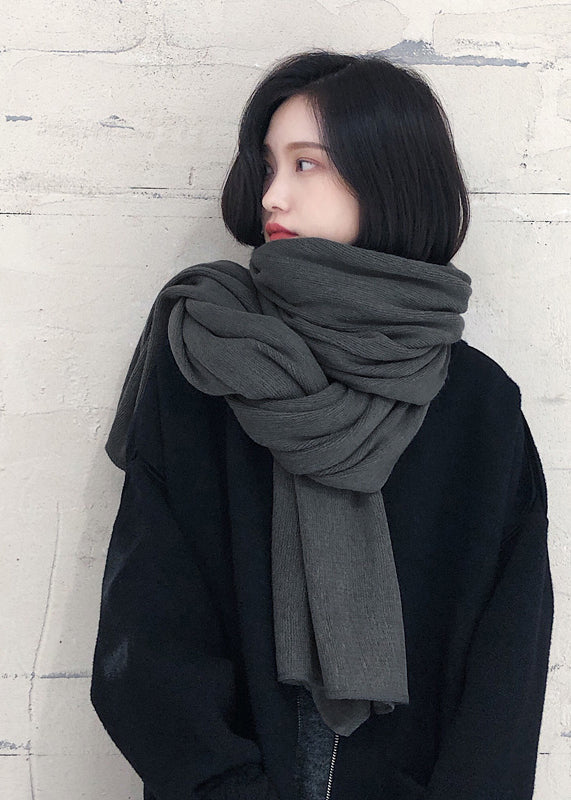 Autumn And Winter Dark Grey Versatile Warm Knitted Scarf