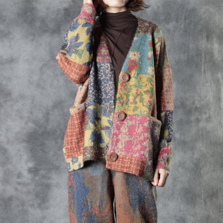 Spring Colorful Flower Knit Sweater Coat - Omychic