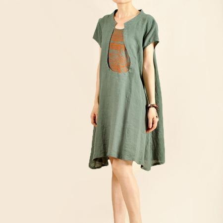 Bea-green plus size cotton sundress linen dress - Omychic