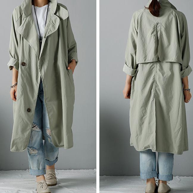 Bea green cotton trench coats long cardigans - Omychic