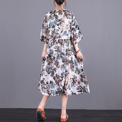 Beautiful Cotton clothes Boho Women Summer Loose Pleated Printed Dress - Omychic