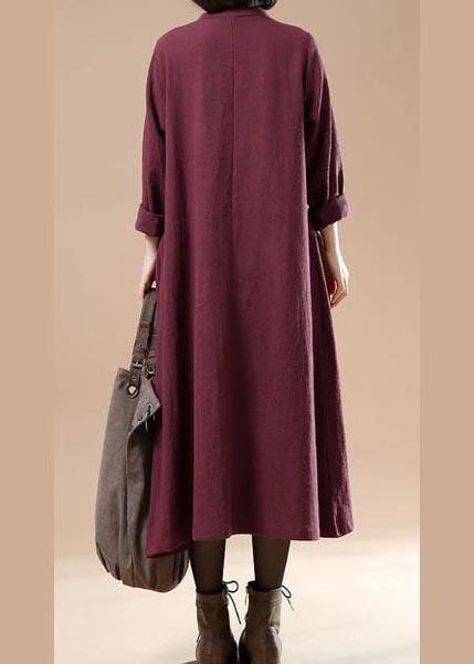 Beautiful Linen Dress Omychic Casual Solid Color Loose Pocket Dress - Omychic