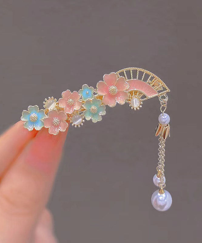 Beautiful Lute Alloy Floral Auspicious Clouds Pearl Tassel Hairpin