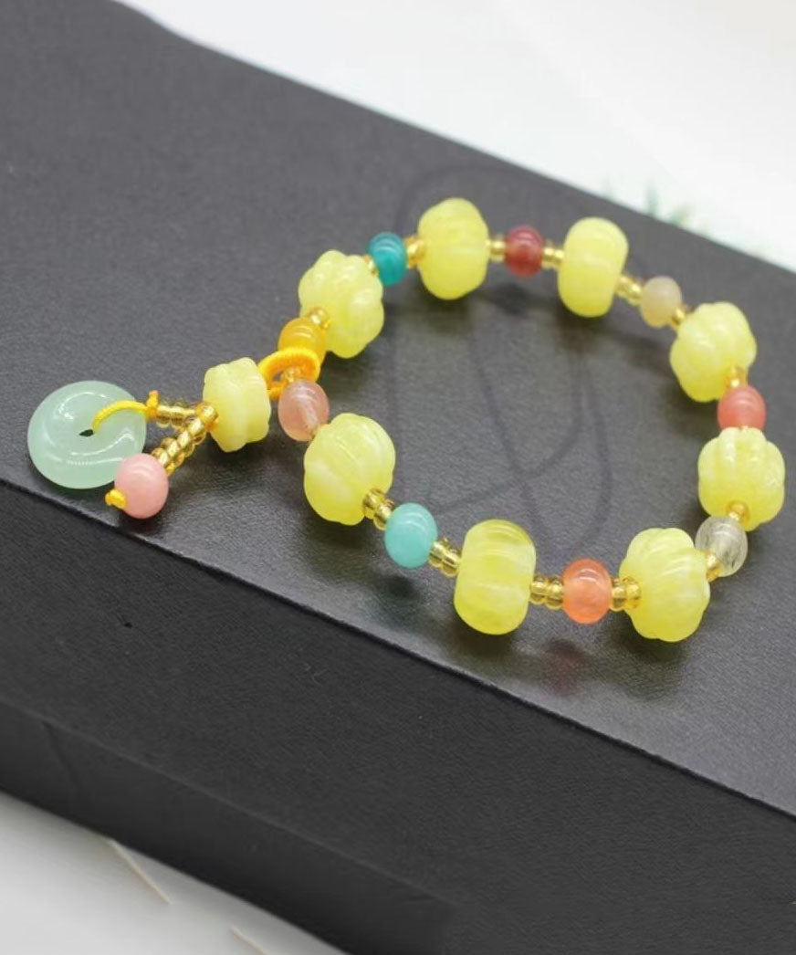 Beautiful Multi Beeswax Crystal Jade Charm Bracelet