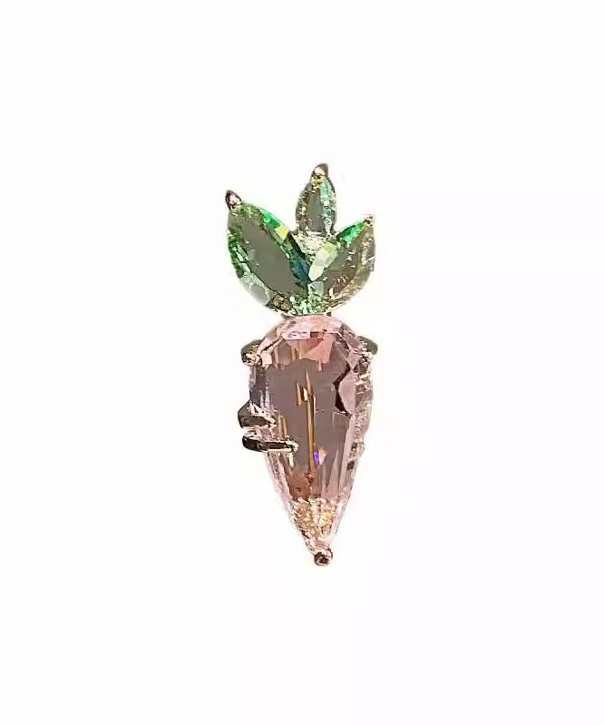 Beautiful Pink Alloy Crystal Carrot Brooches