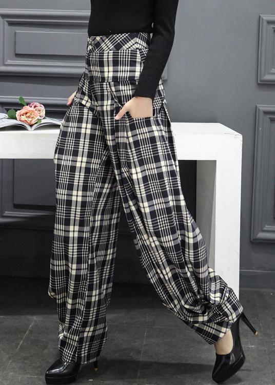 Beautiful Plaid Pockets Cargo Casual Fall Pants - Omychic