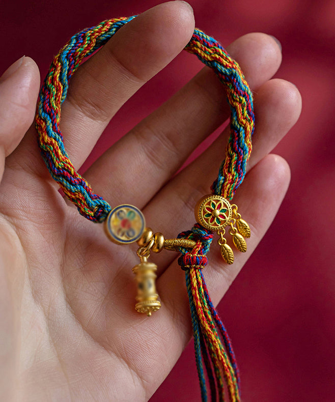 Beautiful Rainbow Alloy Floral Tassel Chain Bracelet - Omychic