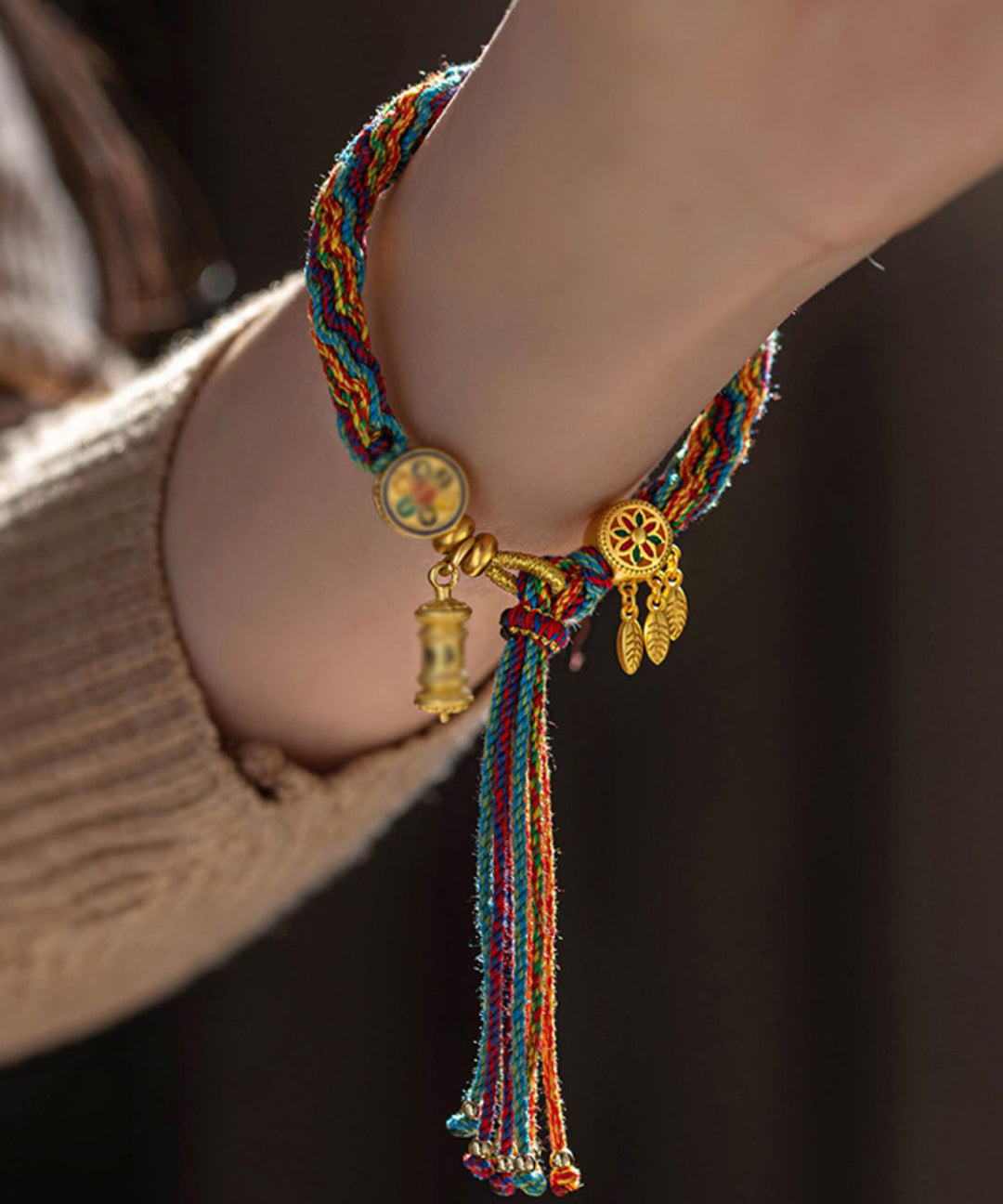 Beautiful Rainbow Alloy Floral Tassel Chain Bracelet - Omychic