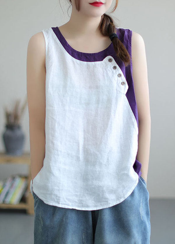 Beautiful Red O Neck Patchwork Cotton T Shirts Tops Sleeveless