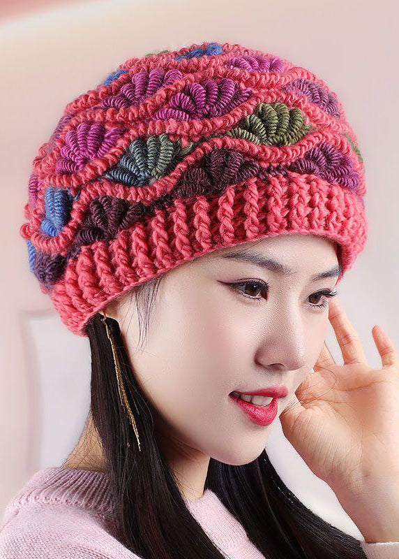 Beautiful Resilient Warm Fleece Handmade Knit Beret Hat