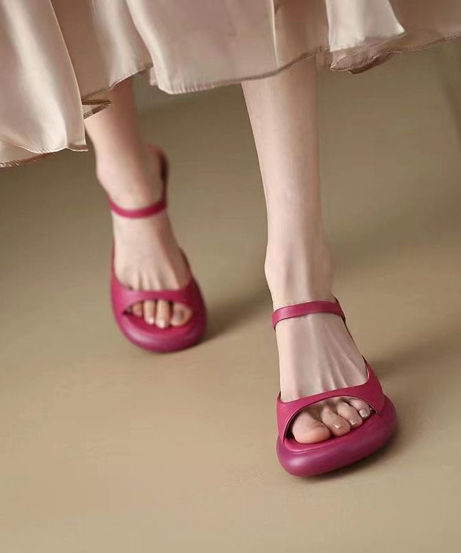 Beautiful Rose Peep Toe Splicing Chunky Slide Sandals
