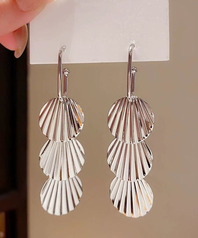 Beautiful Silk Metal Alloy Shell Flower Drop Earrings