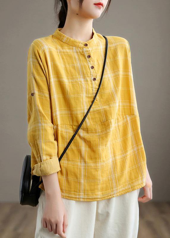 Beautiful Yellow Cotton Shirt Top Casual Style - Omychic