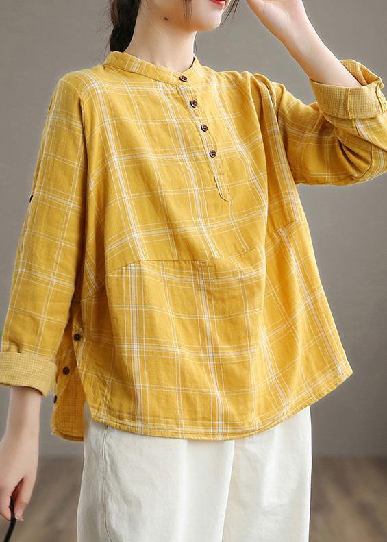 Beautiful Yellow Cotton Shirt Top Casual Style - Omychic