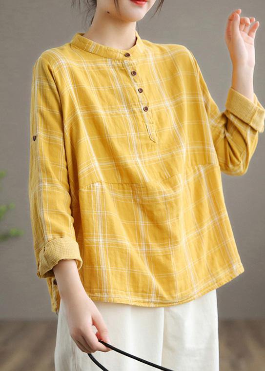 Beautiful Yellow Cotton Shirt Top Casual Style - Omychic