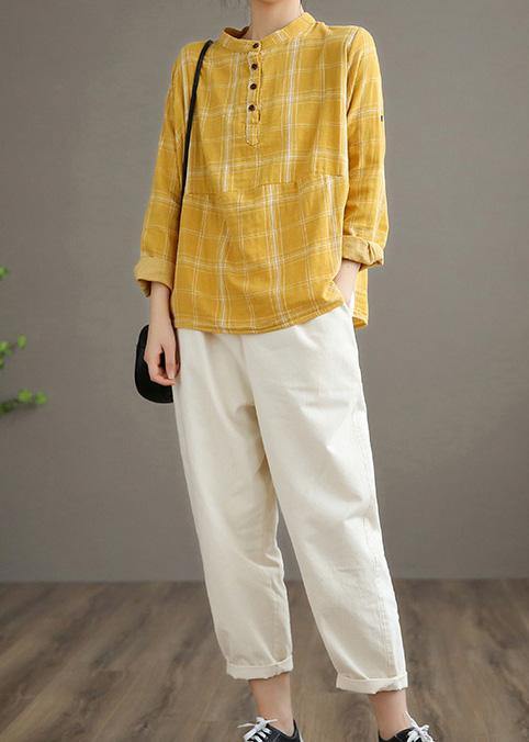 Beautiful Yellow Cotton Shirt Top Casual Style - Omychic