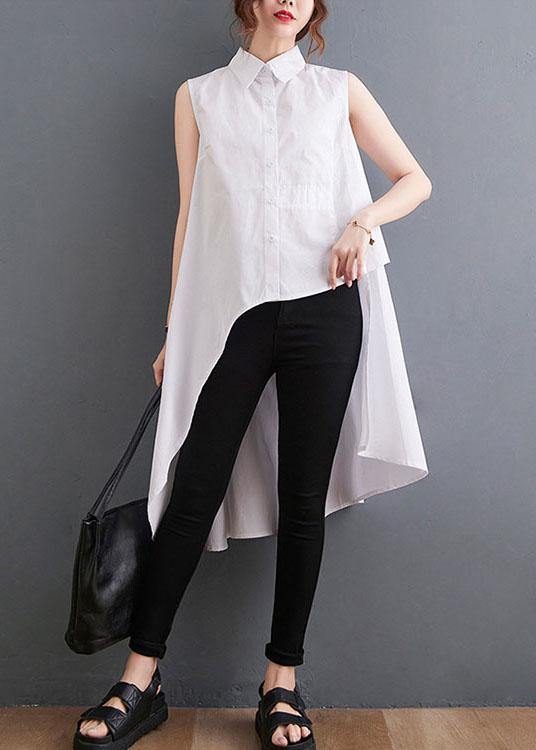 Beautiful White Peter Pan Collar Button Cotton Shirt Summer - Omychic