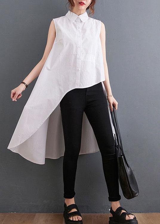 Beautiful White Peter Pan Collar Button Cotton Shirt Summer - Omychic