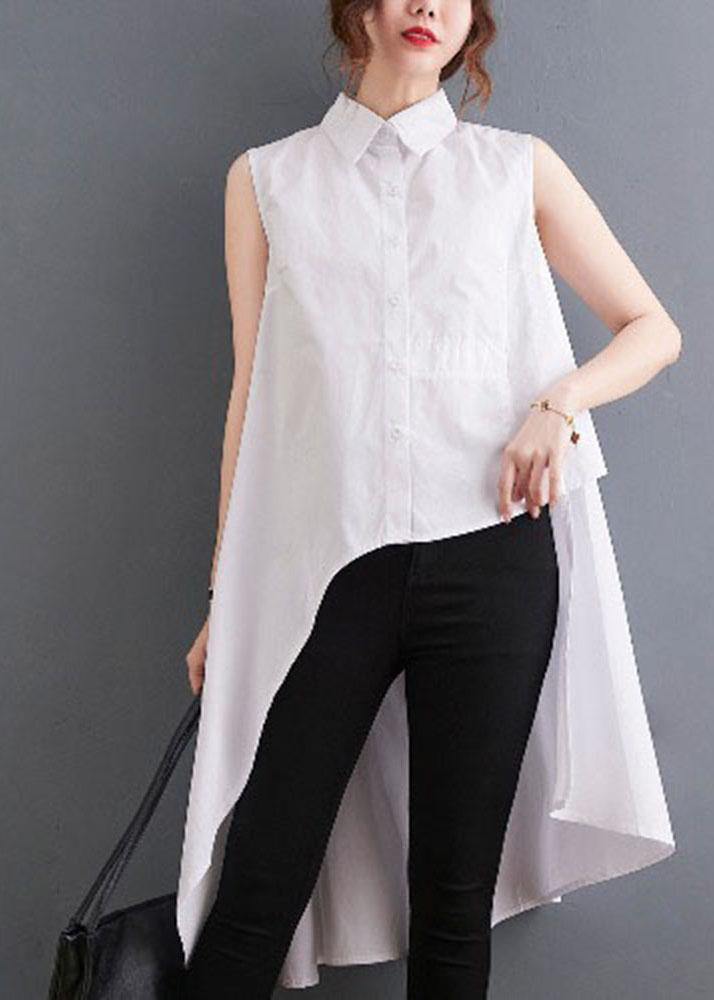 Beautiful White Peter Pan Collar Button Cotton Shirt Summer - Omychic