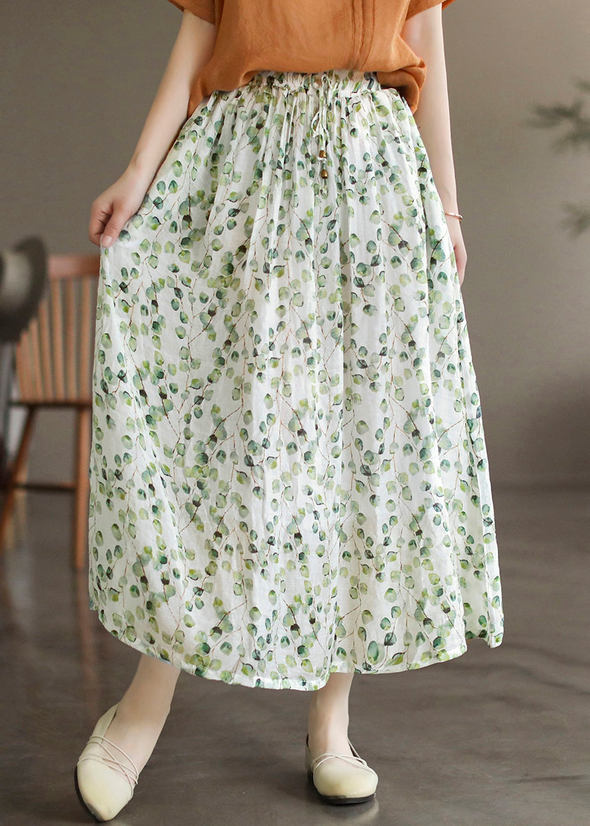 Beautiful Yellow Print Elastic Waist Maxi Skirt