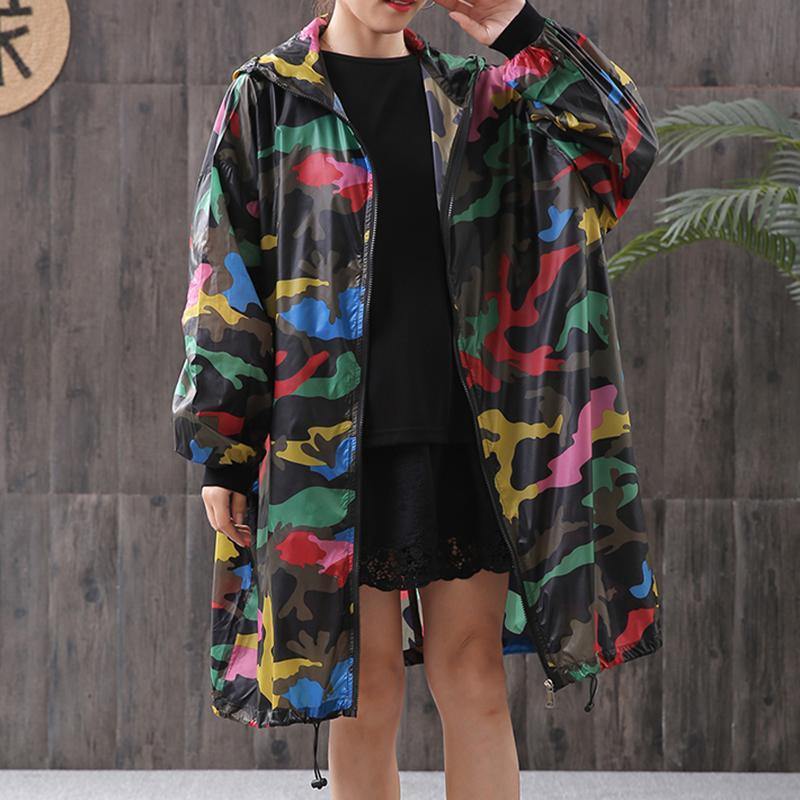 Beautiful blended clothes For Women Casual Camouflage Printed Sun Resistant Hooded Coat - Omychic