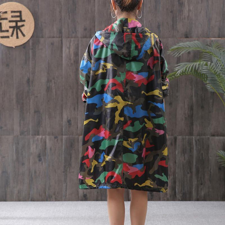 Beautiful blended clothes For Women Casual Camouflage Printed Sun Resistant Hooded Coat - Omychic