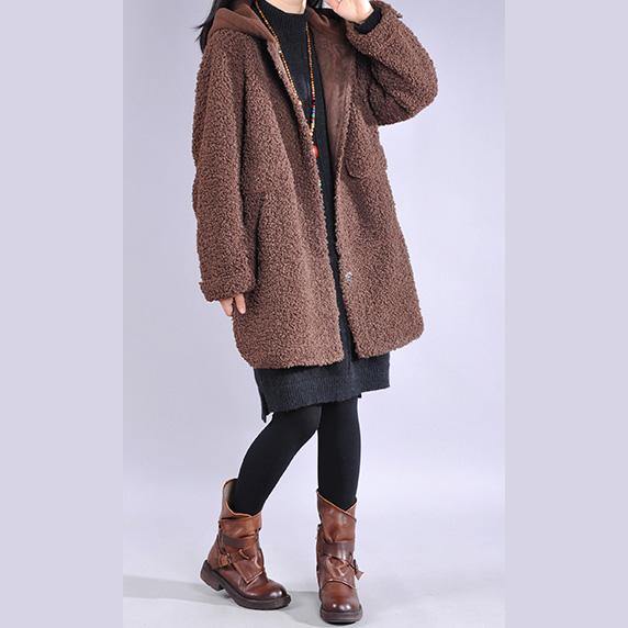 Beautiful hooded Fashion winter tunic coats chocolate Plus Size Clothing women coats - Omychic
