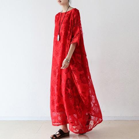 Beautiful red chiffon clothes For Women Fine Tutorials o neck asymmetric Maxi Dresses - Omychic