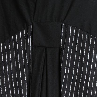 Beautiful v neck patchwork Robes Wardrobes black striped Dresses summer - Omychic