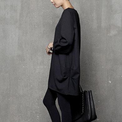 Beautiful wrinkled Cotton fall design black Dresses - Omychic