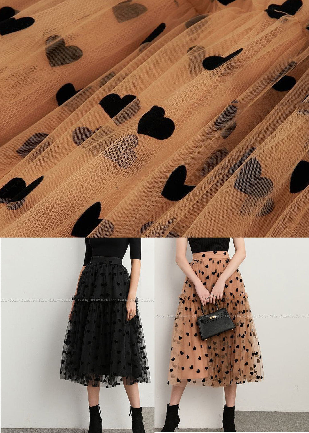 Black Ruffles Patchwork Dot Tulle Skirt