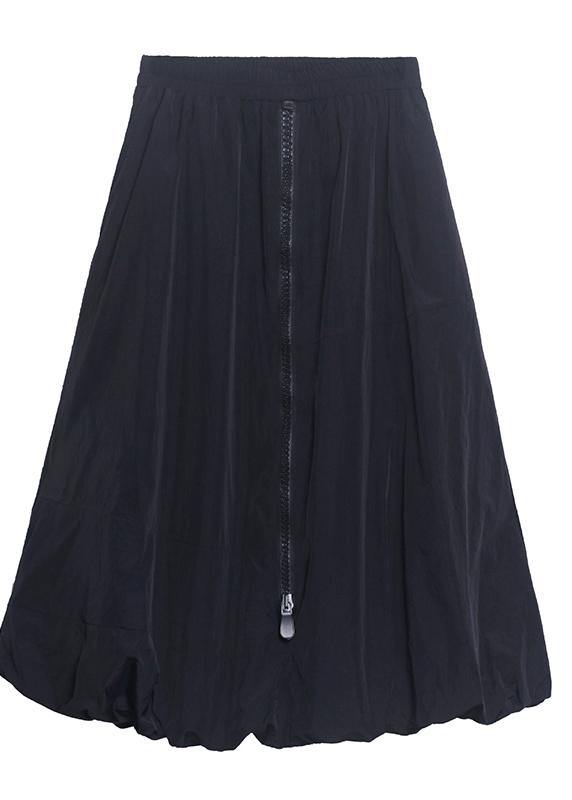 Black Skirt Women's High Waist Medium Length A-line Pompous Skirt - Omychic