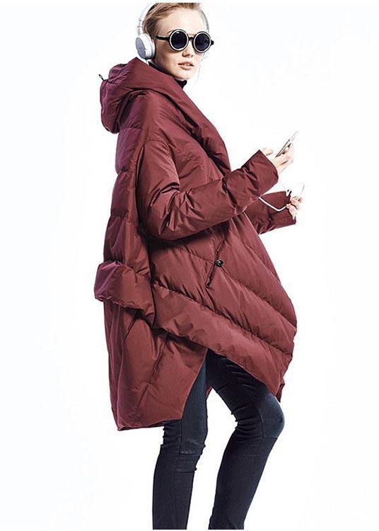 Black fashion Cloak asymmetrical design Thick Winter Duck Down Coat - Omychic