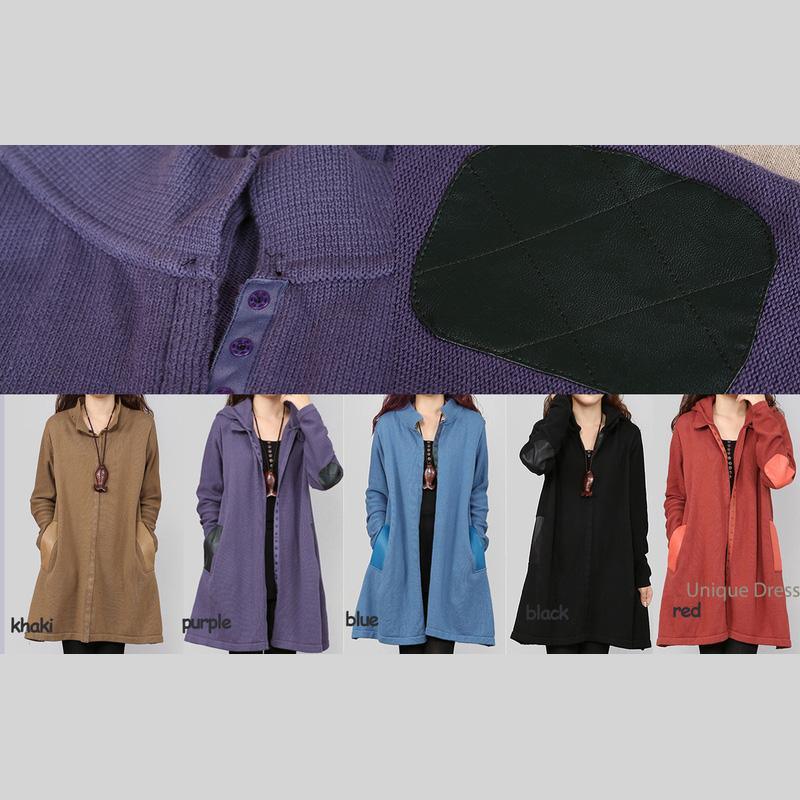 Black Hooded women spring sweater coat cardigan - Omychic