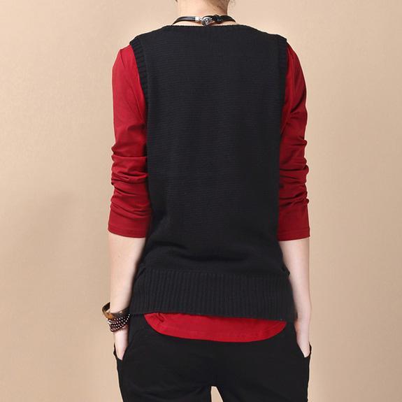 Black Jumpers cotton vest sweater - Omychic