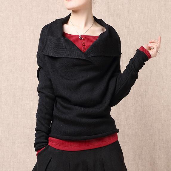 Black Oversize tunic Sweater - Omychic
