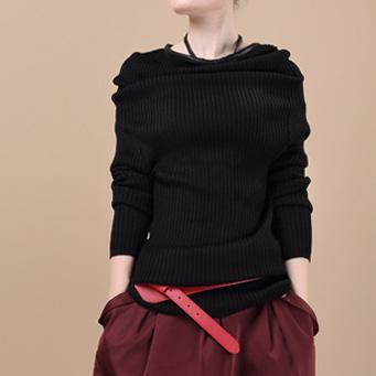 Black Tunic sweater dress woolen - Omychic