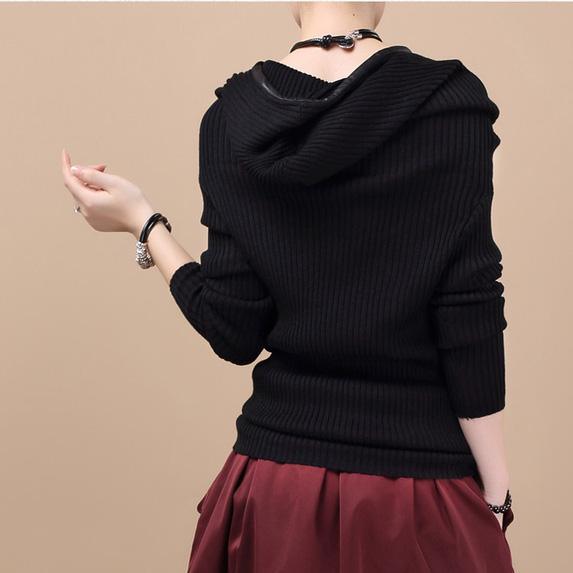 Black Tunic sweater dress woolen - Omychic