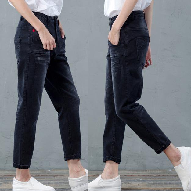 Black causal denim pants plus size woman casual jeans M to XXXL - Omychic