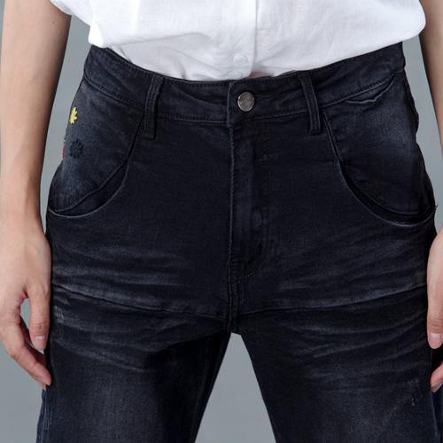 Black causal denim pants plus size woman casual jeans M to XXXL - Omychic