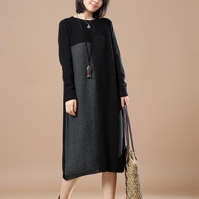 Black fine woman sweaters winter knit dresses - Omychic