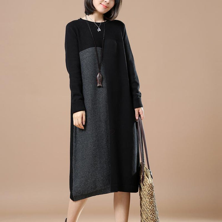 Black fine woman sweaters winter knit dresses - Omychic