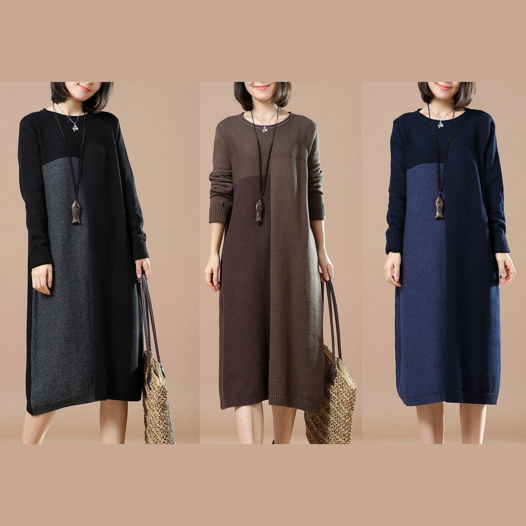 Black fine woman sweaters winter knit dresses - Omychic