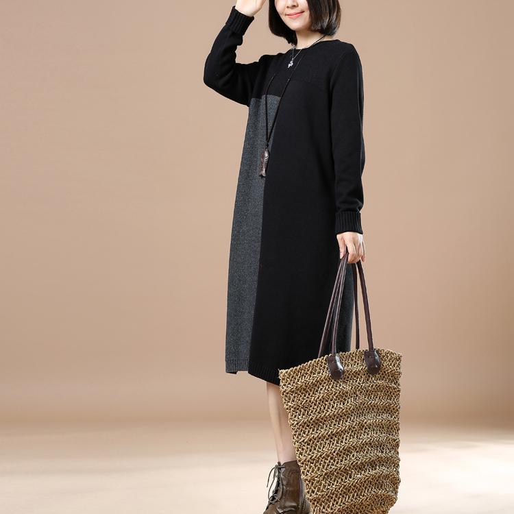 Black fine woman sweaters winter knit dresses - Omychic