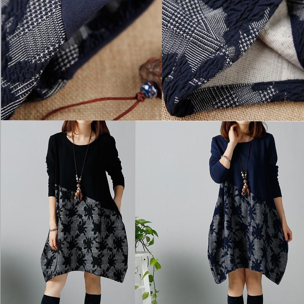 Black floral winter dress plus size dresses - Omychic