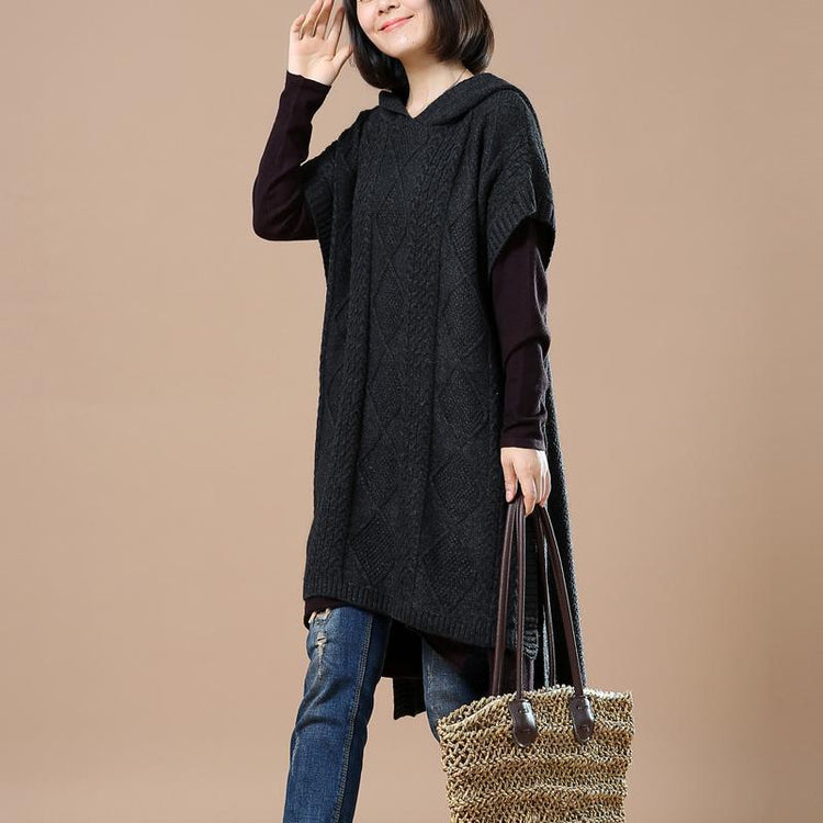Black hoodie sweaters plus size winter dresses - Omychic