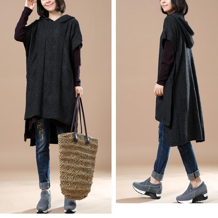 Black hoodie sweaters plus size winter dresses - Omychic