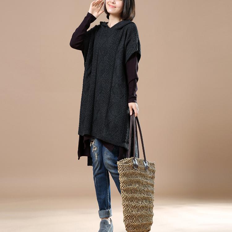 Black hoodie sweaters plus size winter dresses - Omychic