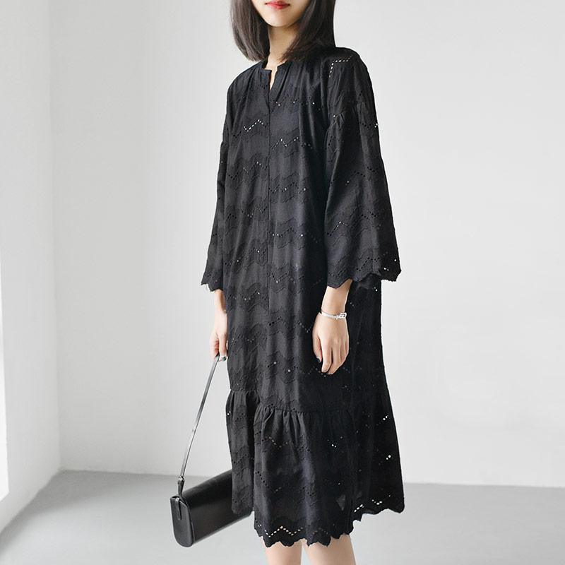 Black lace dresses plus size lace caftans lace shirts blouses oversize - Omychic
