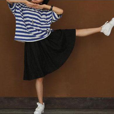 Black linen summer skirt short linen skirts elastic waist - Omychic